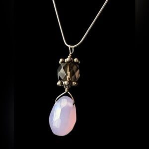 Handmade Sterling Silver Smoky Quartz & Chalcedony Necklace